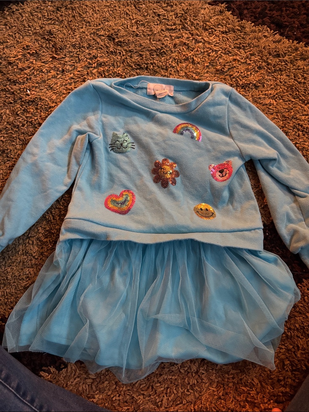Peek Light Blue Sequin Patch Tulle Dress